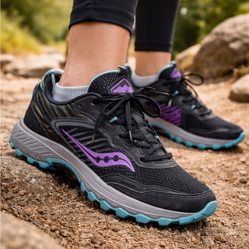 Saucony Excursion TR 15 Women’s Trail Running Shoes Black Purple Teal Size 8.5